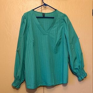 SHEIN 3XL Elegant green V-Neck Women's Top